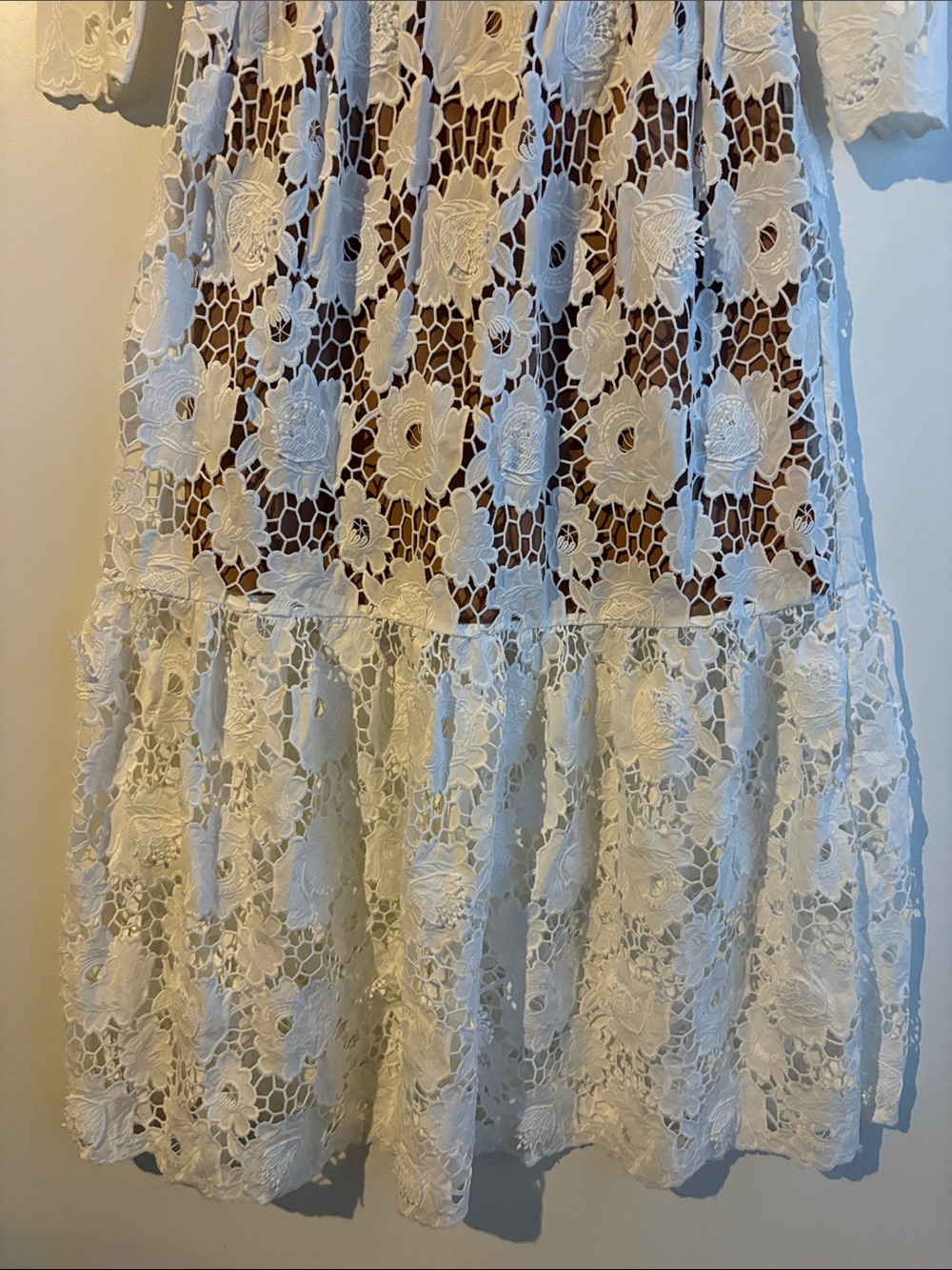 Self Portrait White 3D Maxi Floral Lace Dress Size 2 - Picture 11 of 13